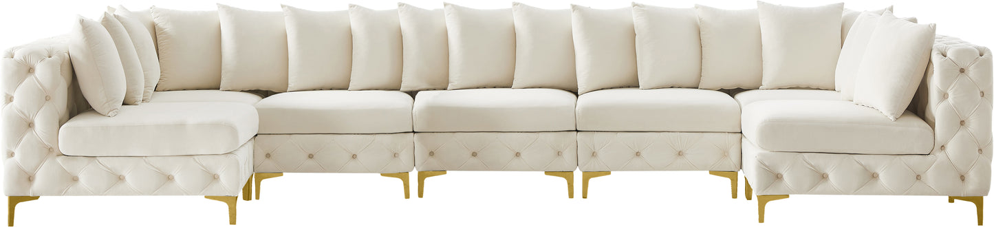 westmount cream velvet modular sectional sec7c