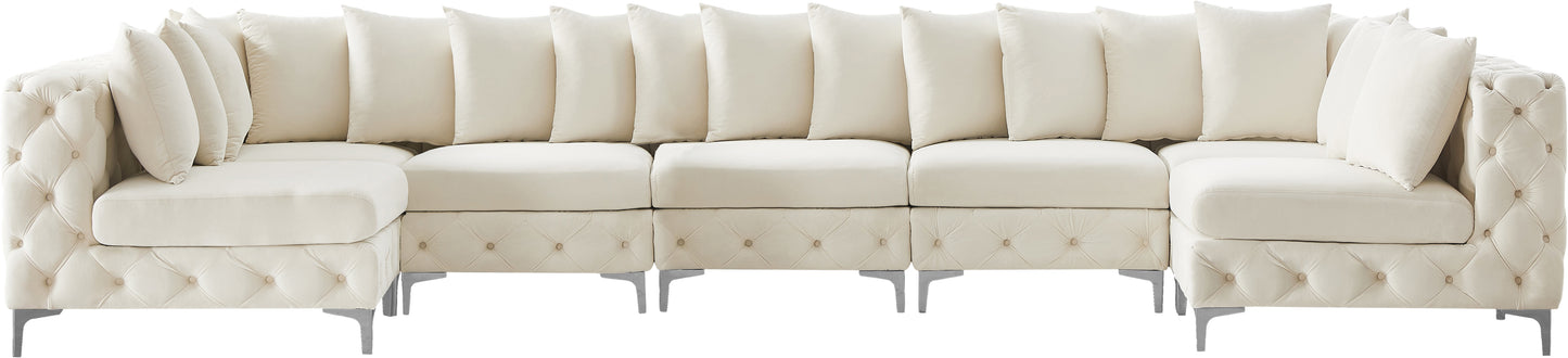 westmount cream velvet modular sectional sec7c