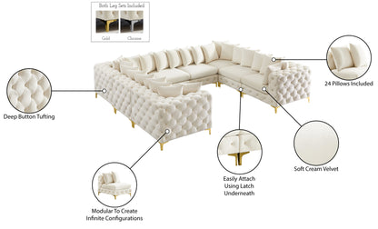 Westmount Cream Velvet Modular Sectional Sec8A