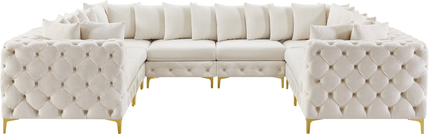 westmount cream velvet modular sectional sec8a