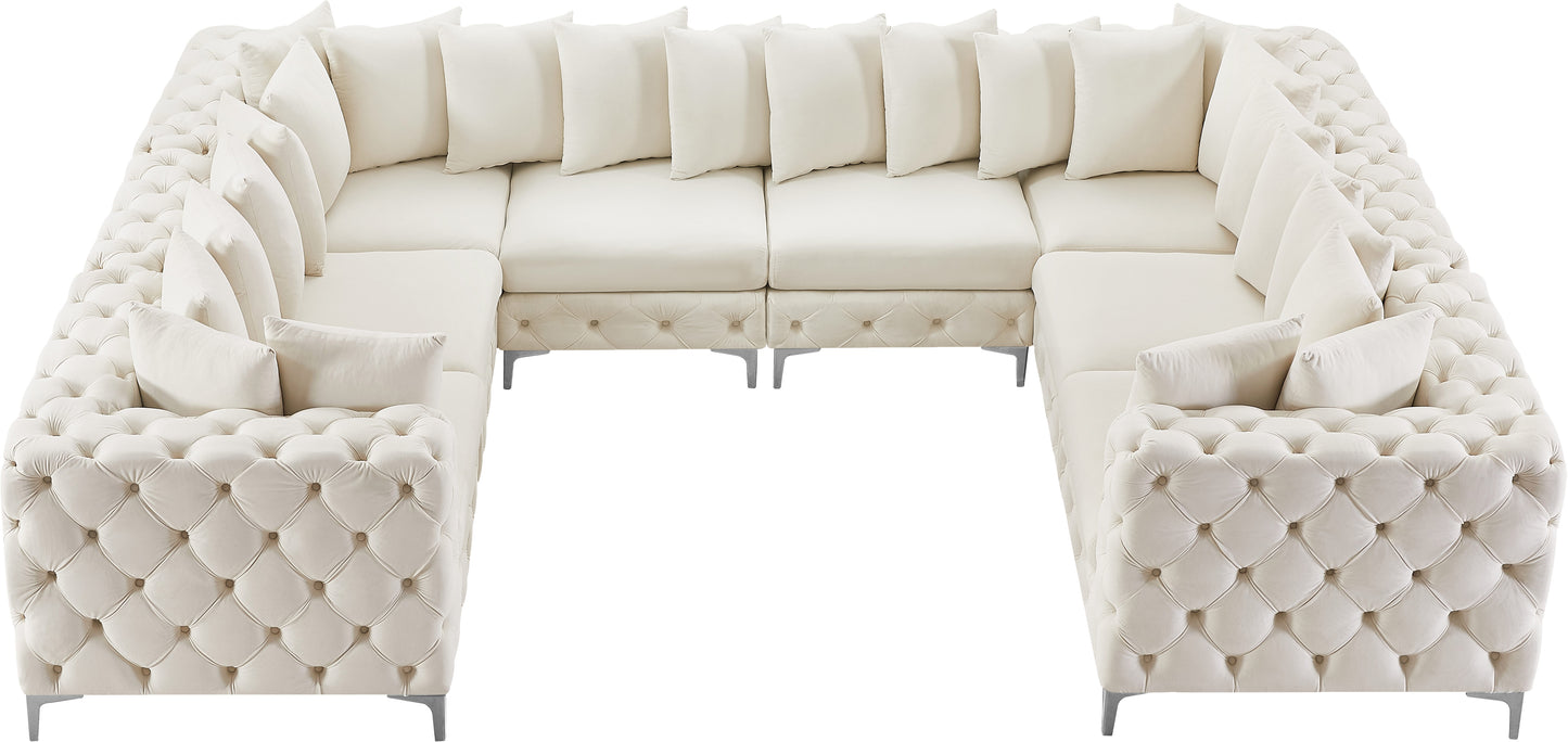 westmount cream velvet modular sectional sec8a