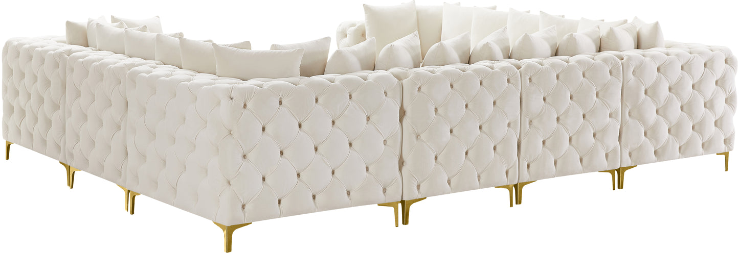 westmount cream velvet modular sectional sec8a