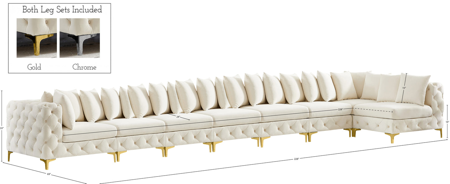 westmount cream velvet modular sectional sec8b