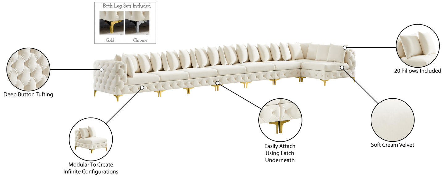 westmount cream velvet modular sectional sec8b