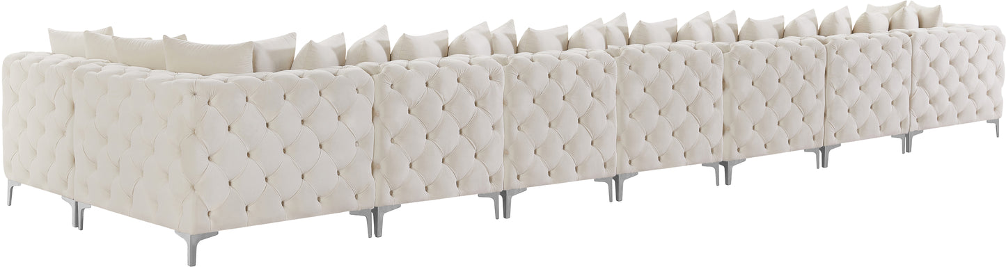 westmount cream velvet modular sectional sec8b