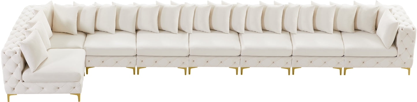 westmount cream velvet modular sectional sec8b