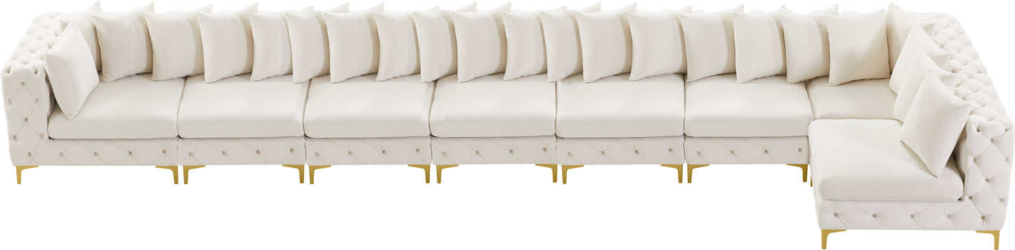 westmount cream velvet modular sectional sec8b