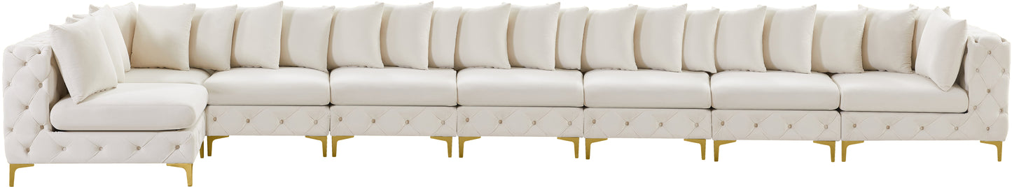 westmount cream velvet modular sectional sec8b