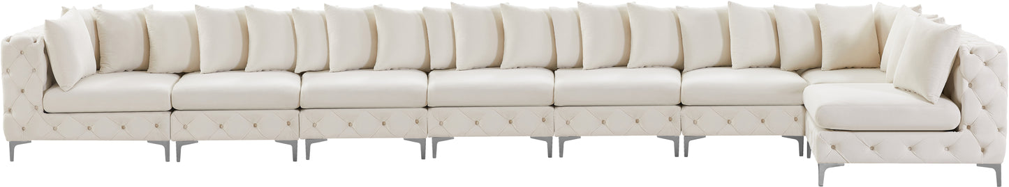 westmount cream velvet modular sectional sec8b