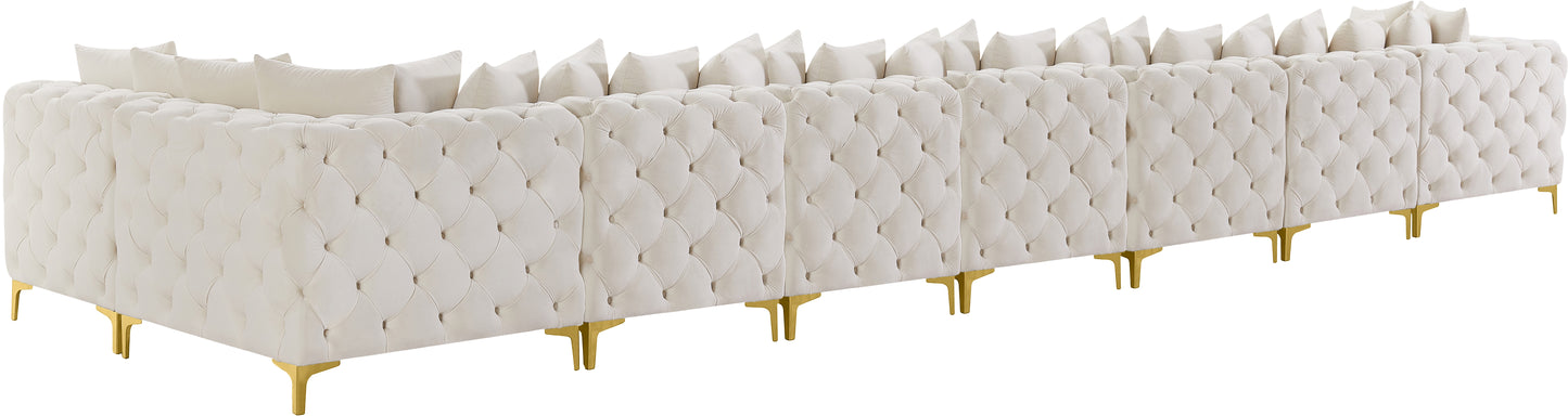 westmount cream velvet modular sectional sec8b