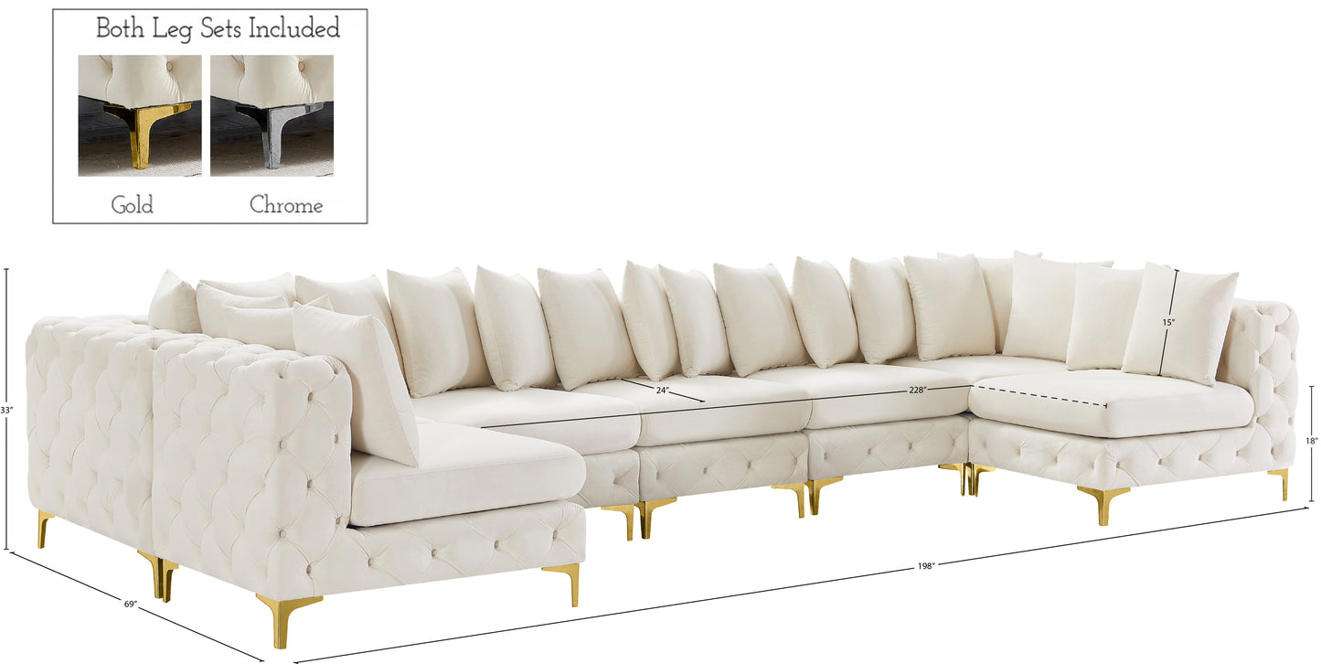 westmount cream velvet modular sectional sec8c