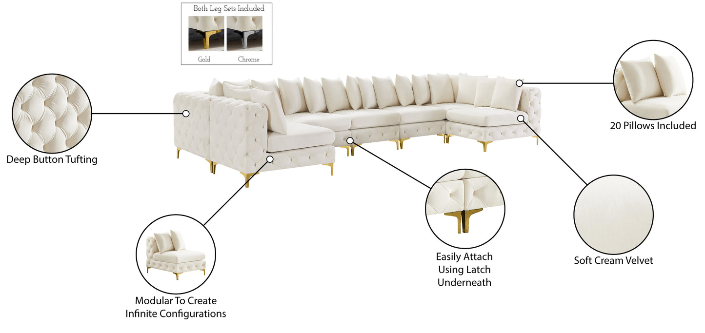 westmount cream velvet modular sectional sec8c