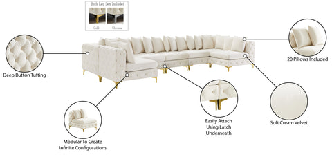 Westmount Cream Velvet Modular Sectional Sec8C