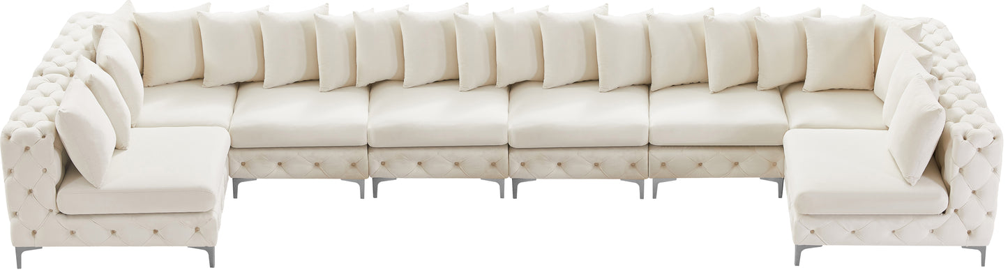 westmount cream velvet modular sectional sec8c