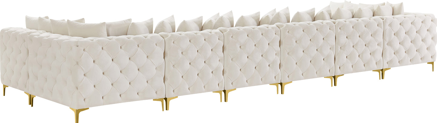 westmount cream velvet modular sectional sec8c