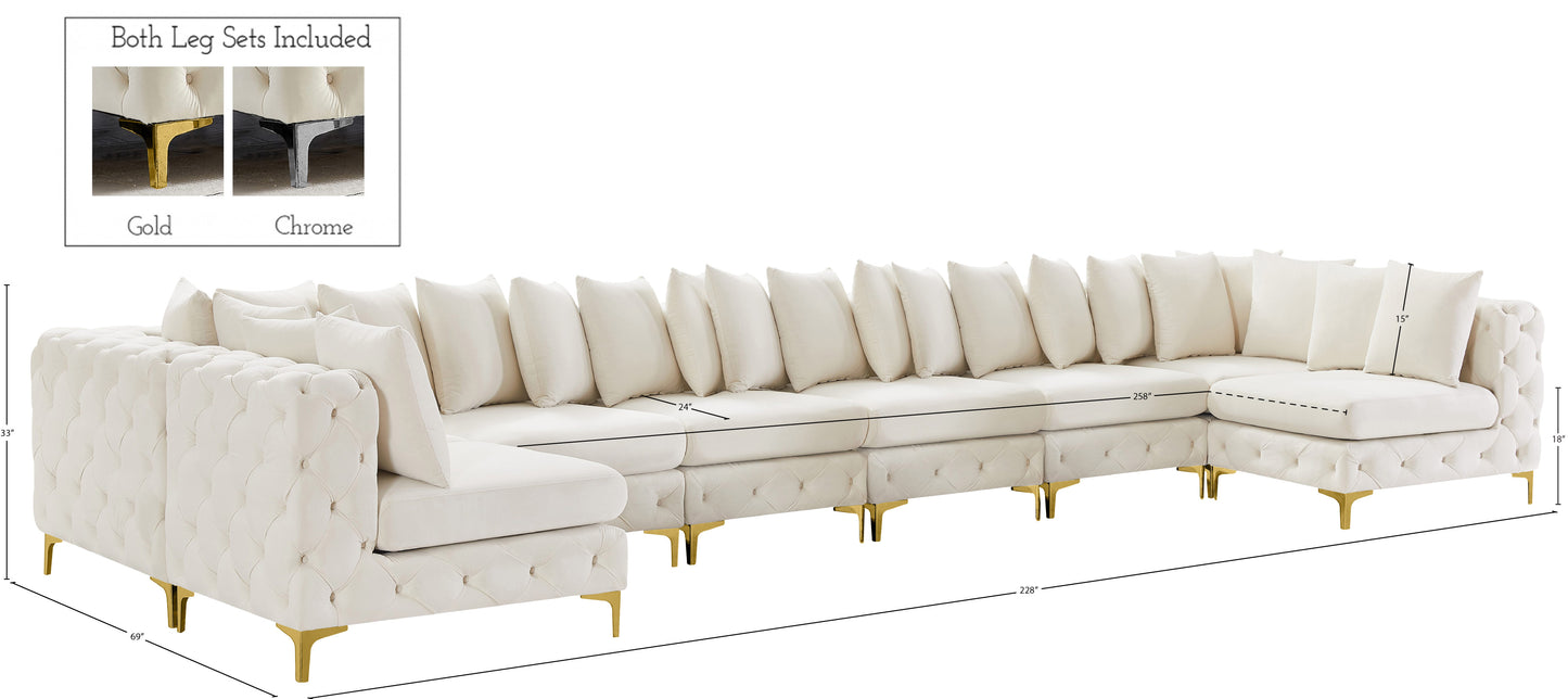 westmount cream velvet modular sectional sec9a