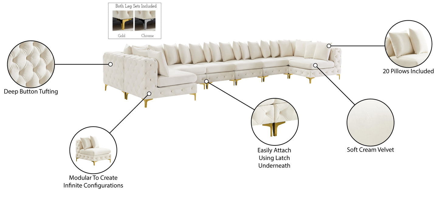 westmount cream velvet modular sectional sec9a