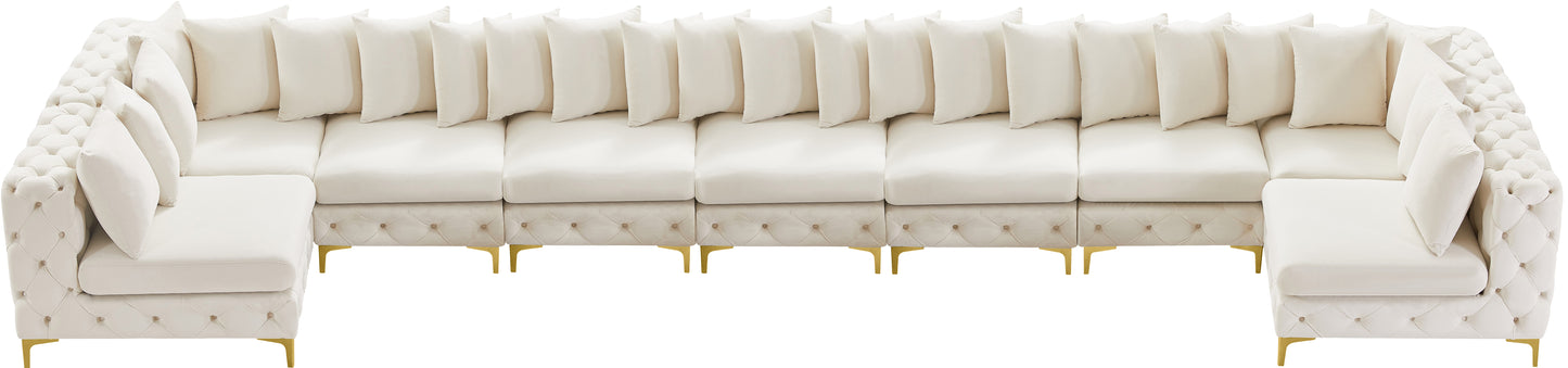 westmount cream velvet modular sectional sec9a