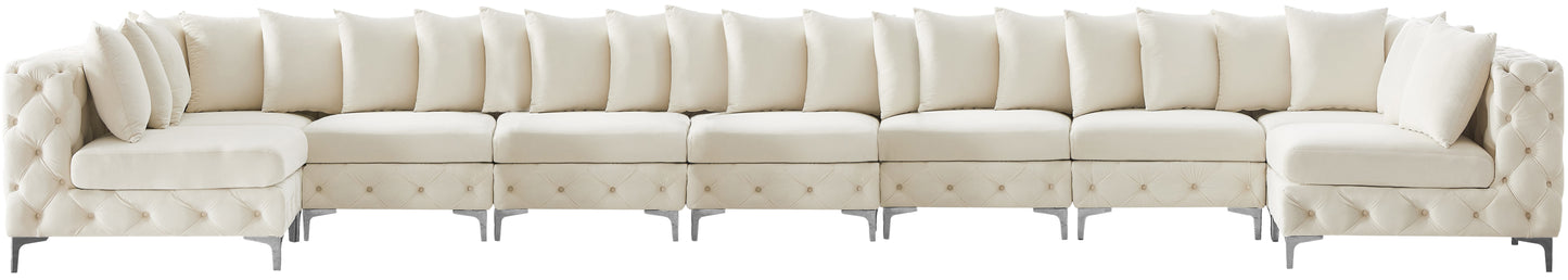 westmount cream velvet modular sectional sec9a