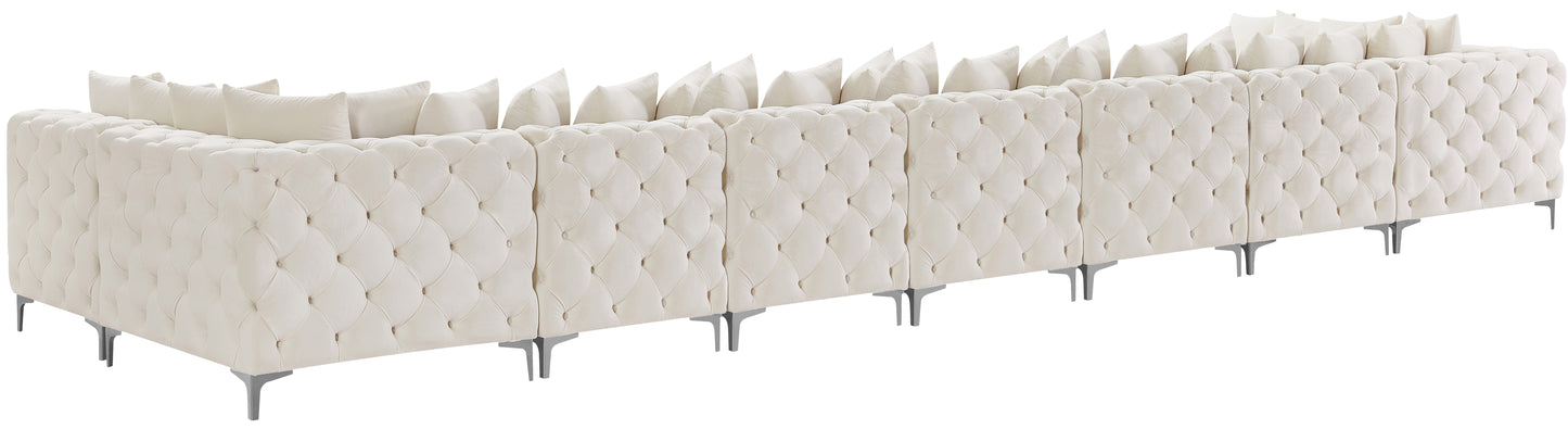 westmount cream velvet modular sectional sec9a