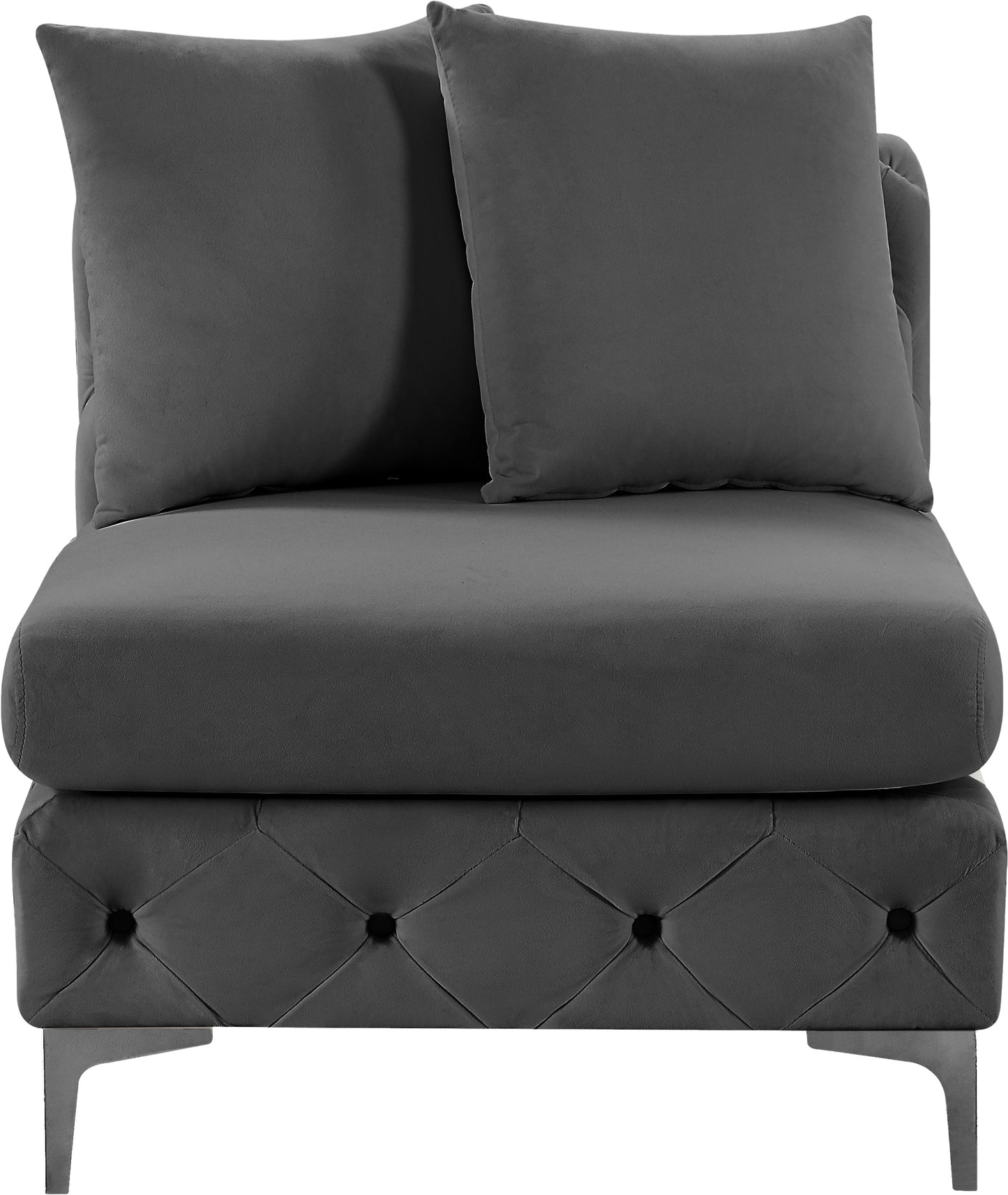 westmount grey velvet armless chair armless