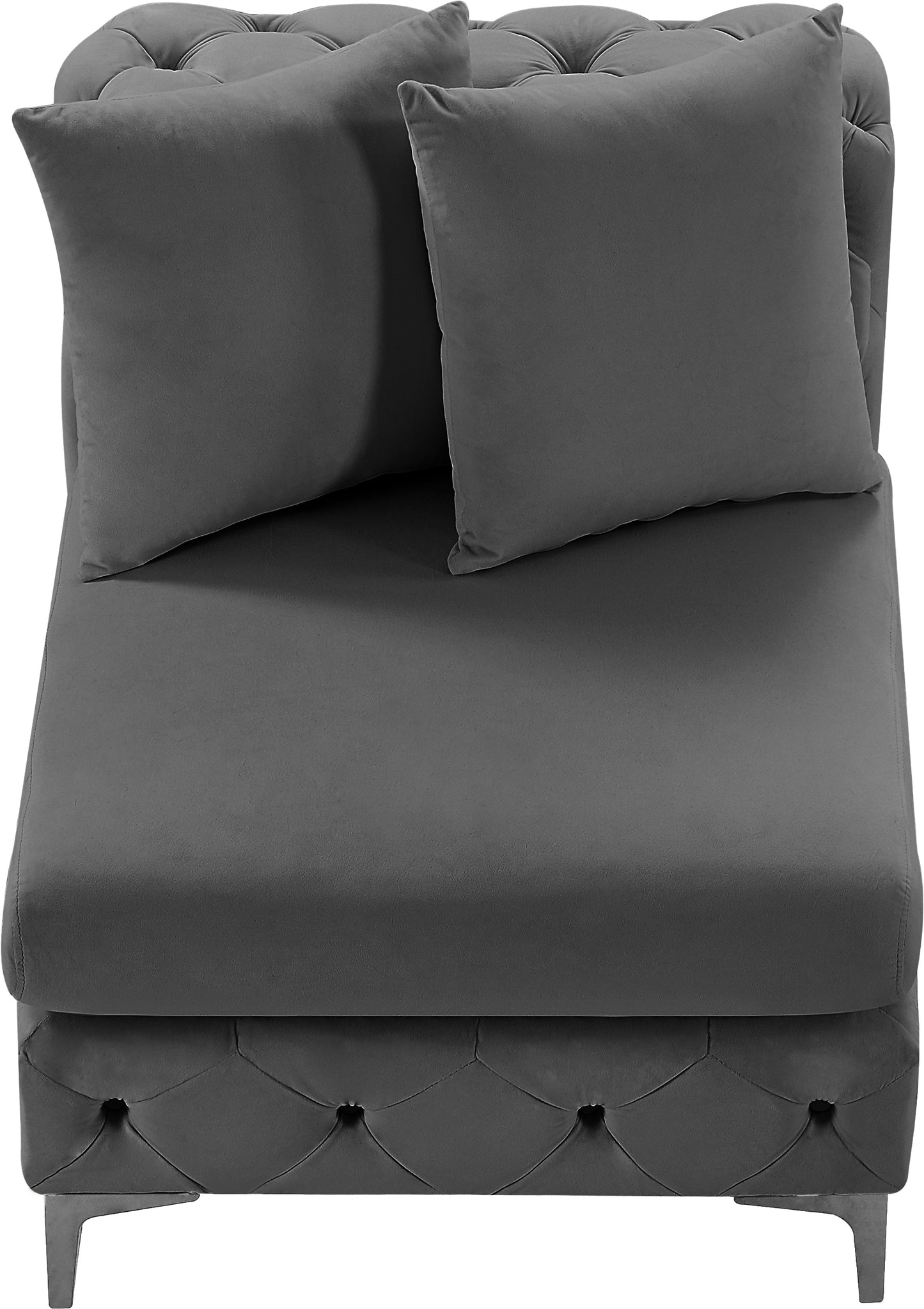 westmount grey velvet armless chair armless