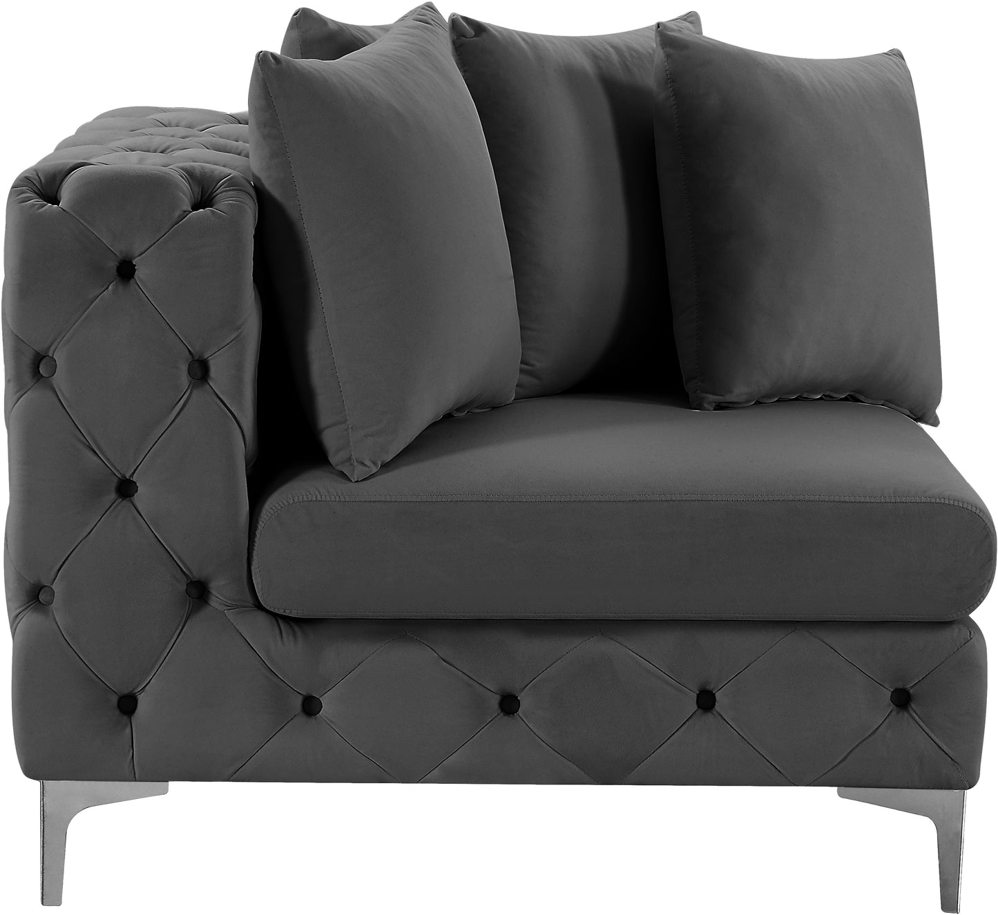 westmount grey velvet corner chair corner