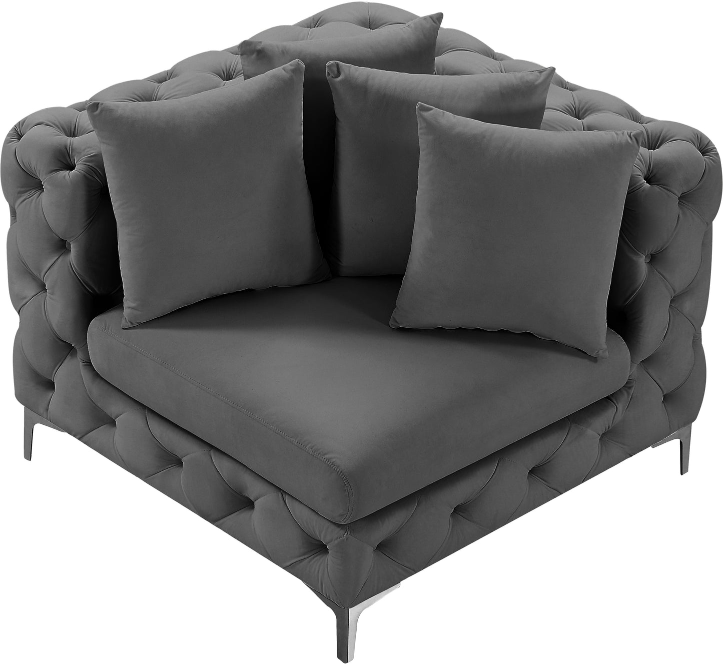 westmount grey velvet corner chair corner