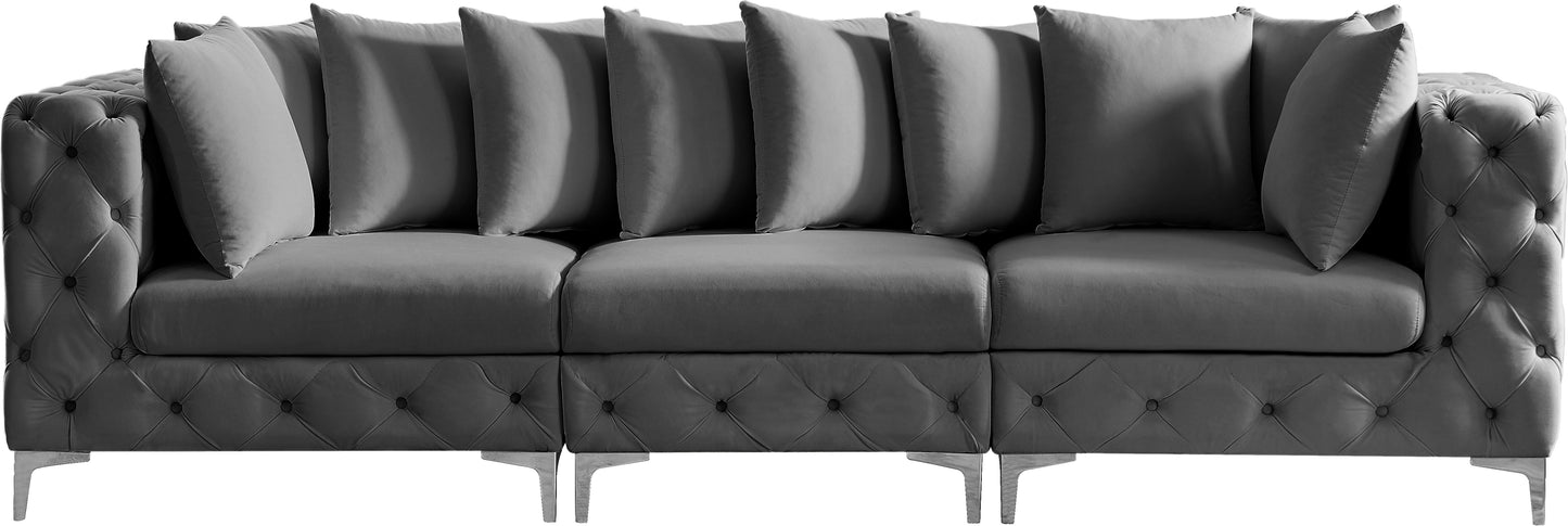 westmount grey velvet modular sofa s108