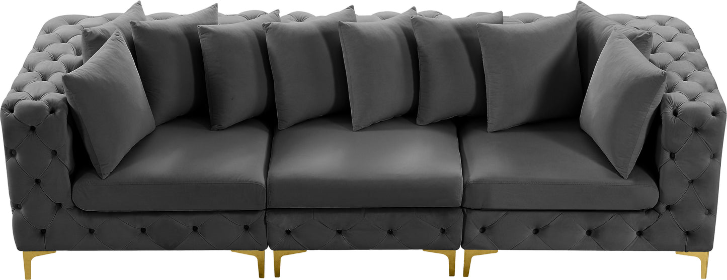 westmount grey velvet modular sofa s108