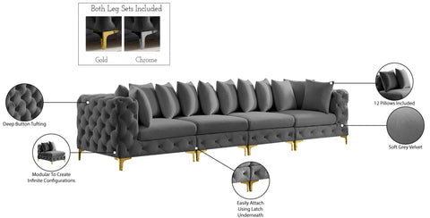 Westmount Grey Velvet Modular Sofa S138