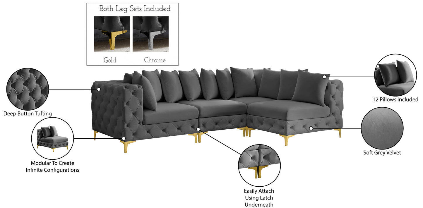 westmount grey velvet modular sectional sec4a