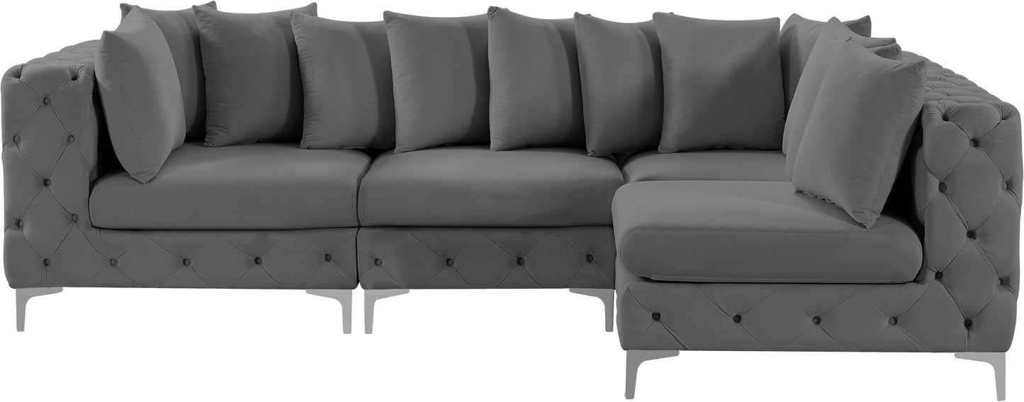 westmount grey velvet modular sectional sec4a