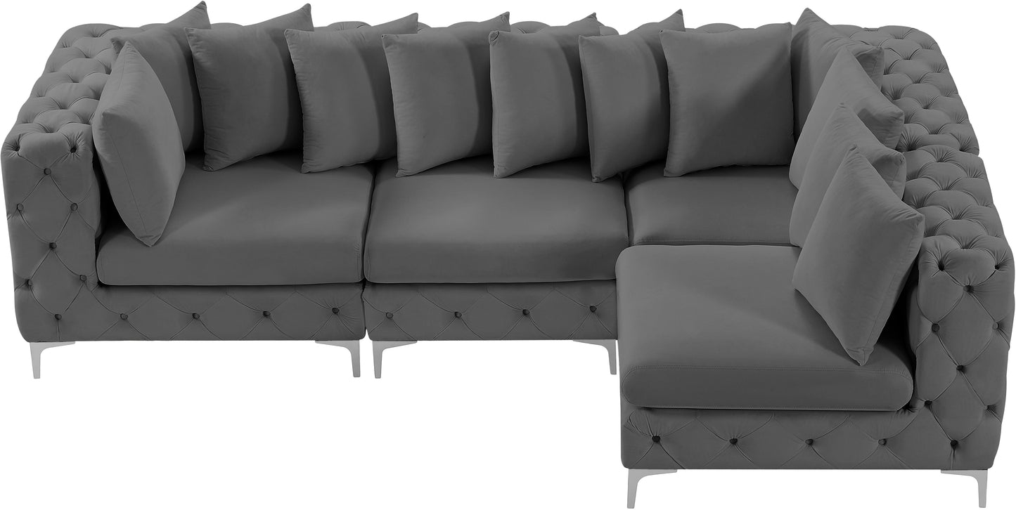 westmount grey velvet modular sectional sec4a