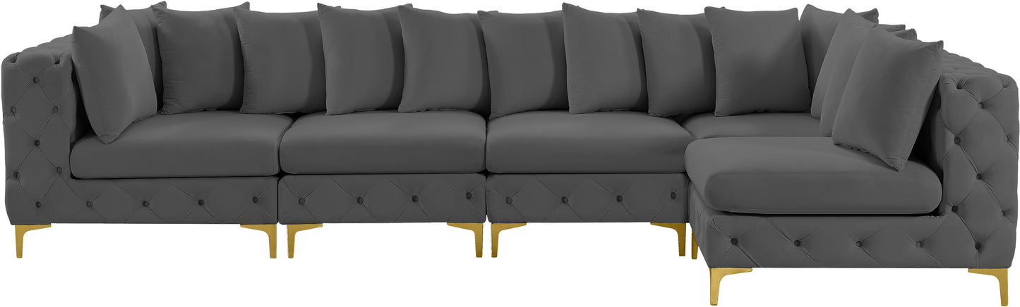 westmount grey velvet modular sectional sec5a