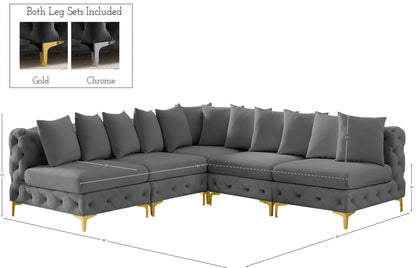 Westmount Grey Velvet Modular Sectional Sec5B