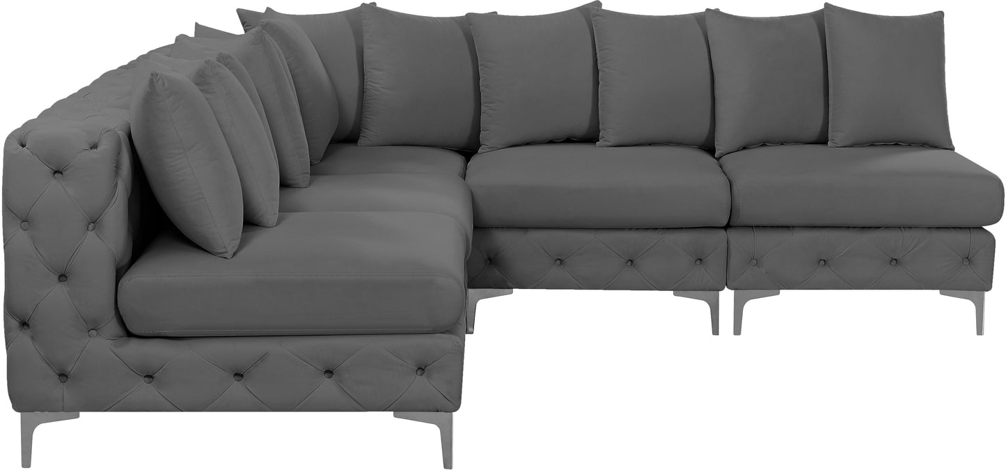 westmount grey velvet modular sectional sec5b