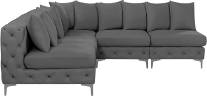 Westmount Grey Velvet Modular Sectional Sec5B