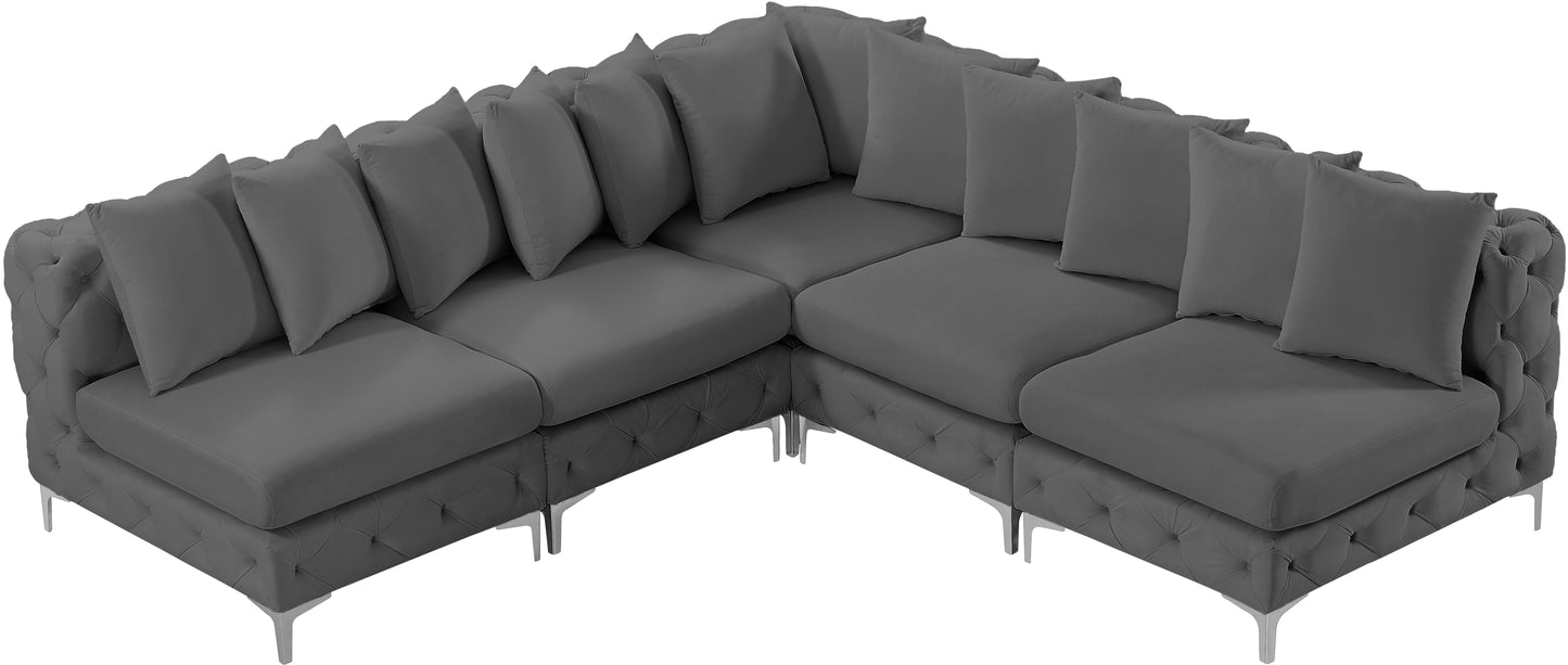 westmount grey velvet modular sectional sec5b