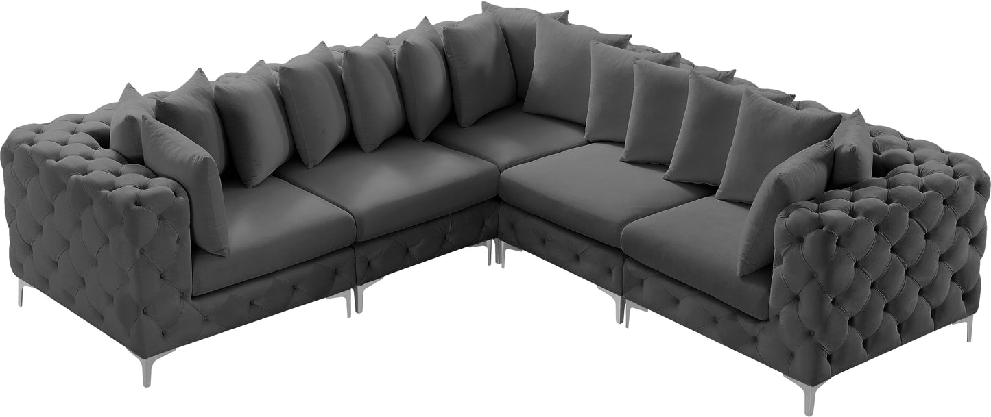 westmount grey velvet modular sectional sec5c