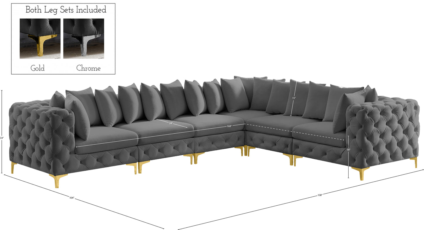 westmount grey velvet modular sectional sec6a