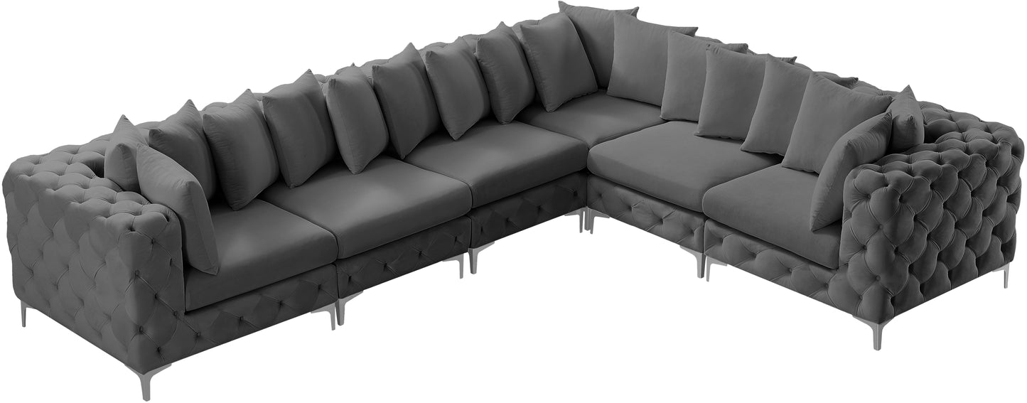 westmount grey velvet modular sectional sec6a