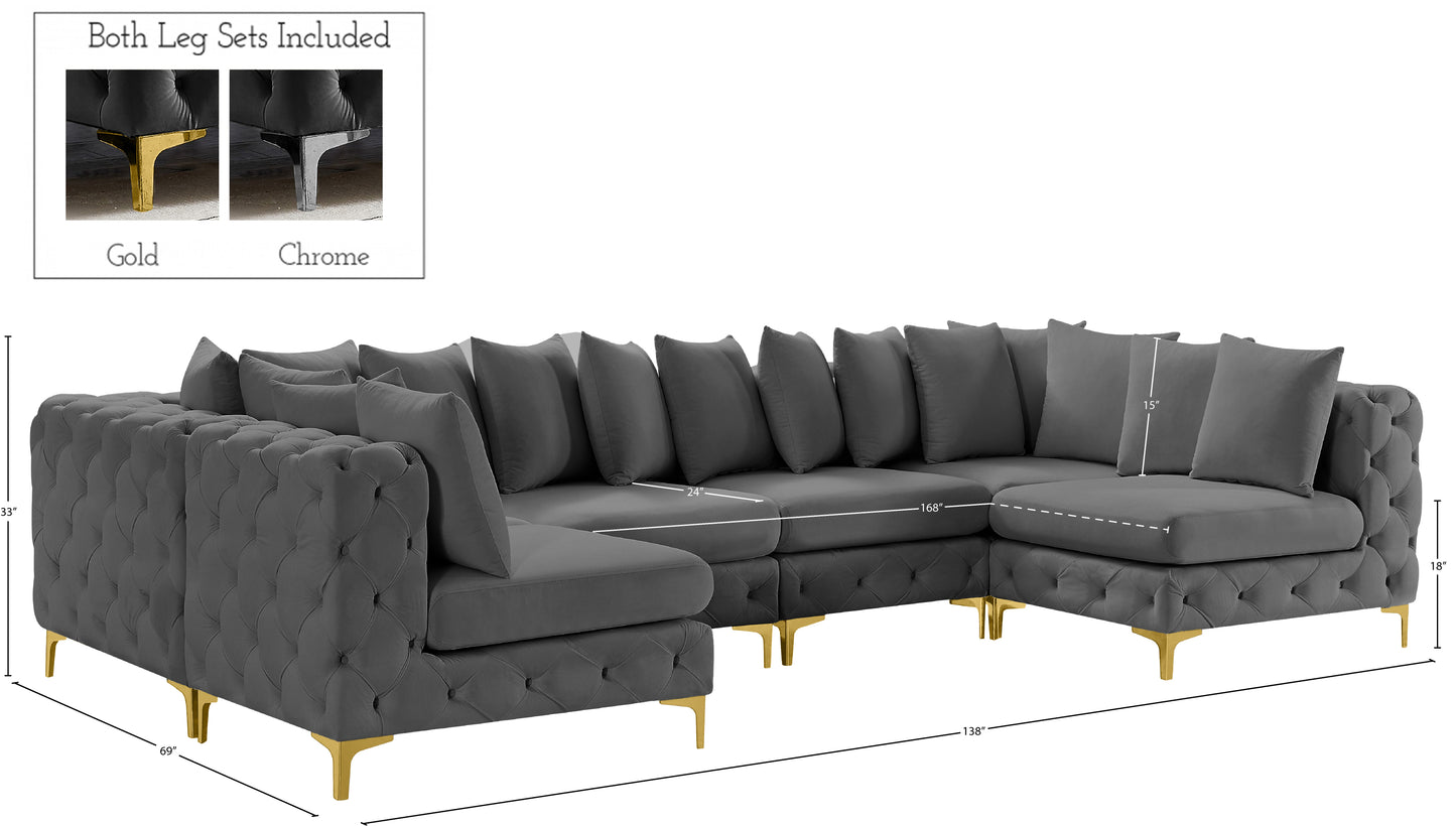 westmount grey velvet modular sectional sec6b