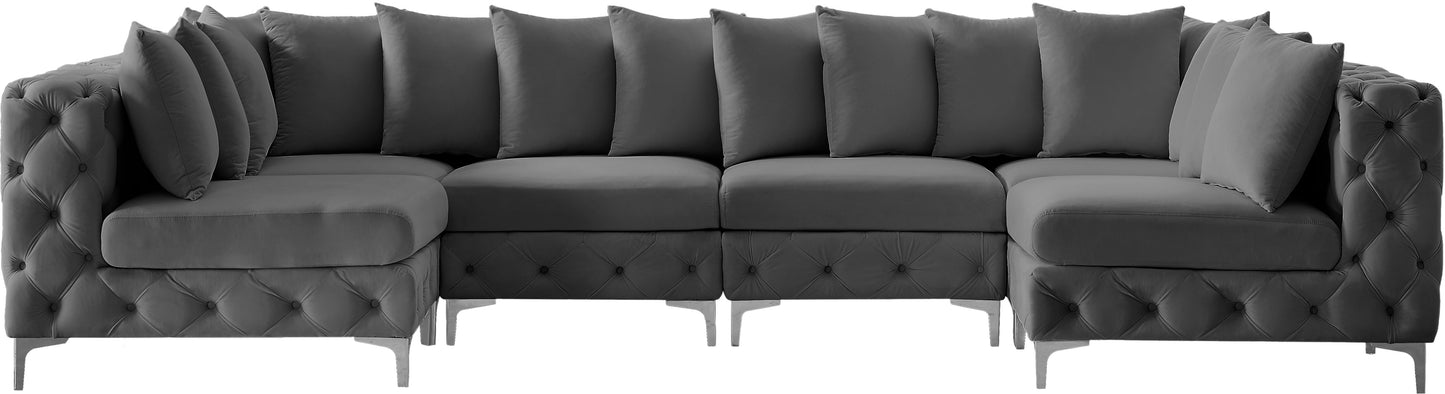 westmount grey velvet modular sectional sec6b