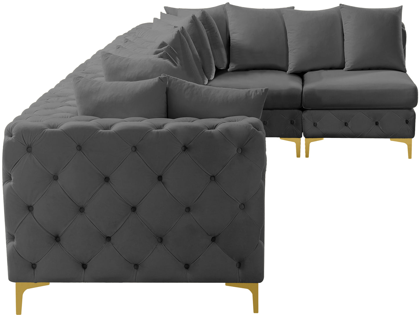 westmount grey velvet modular sectional sec6c