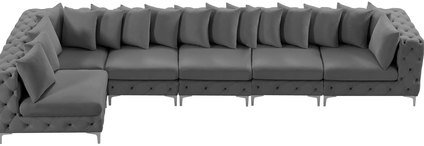 westmount grey velvet modular sectional sec6c