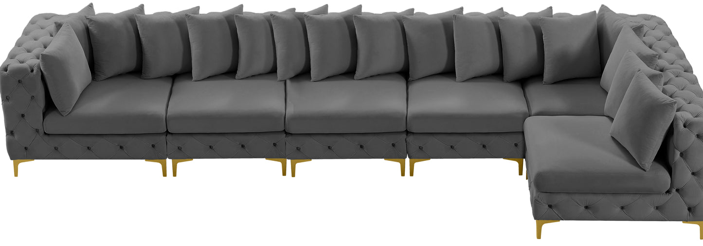 westmount grey velvet modular sectional sec6c