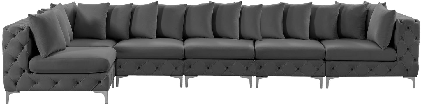 westmount grey velvet modular sectional sec6c