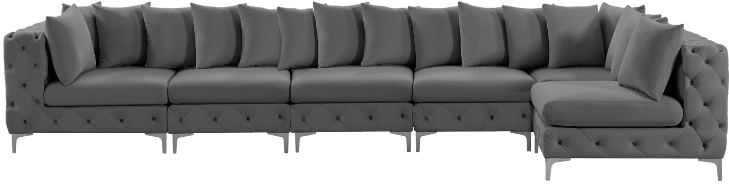 westmount grey velvet modular sectional sec6c