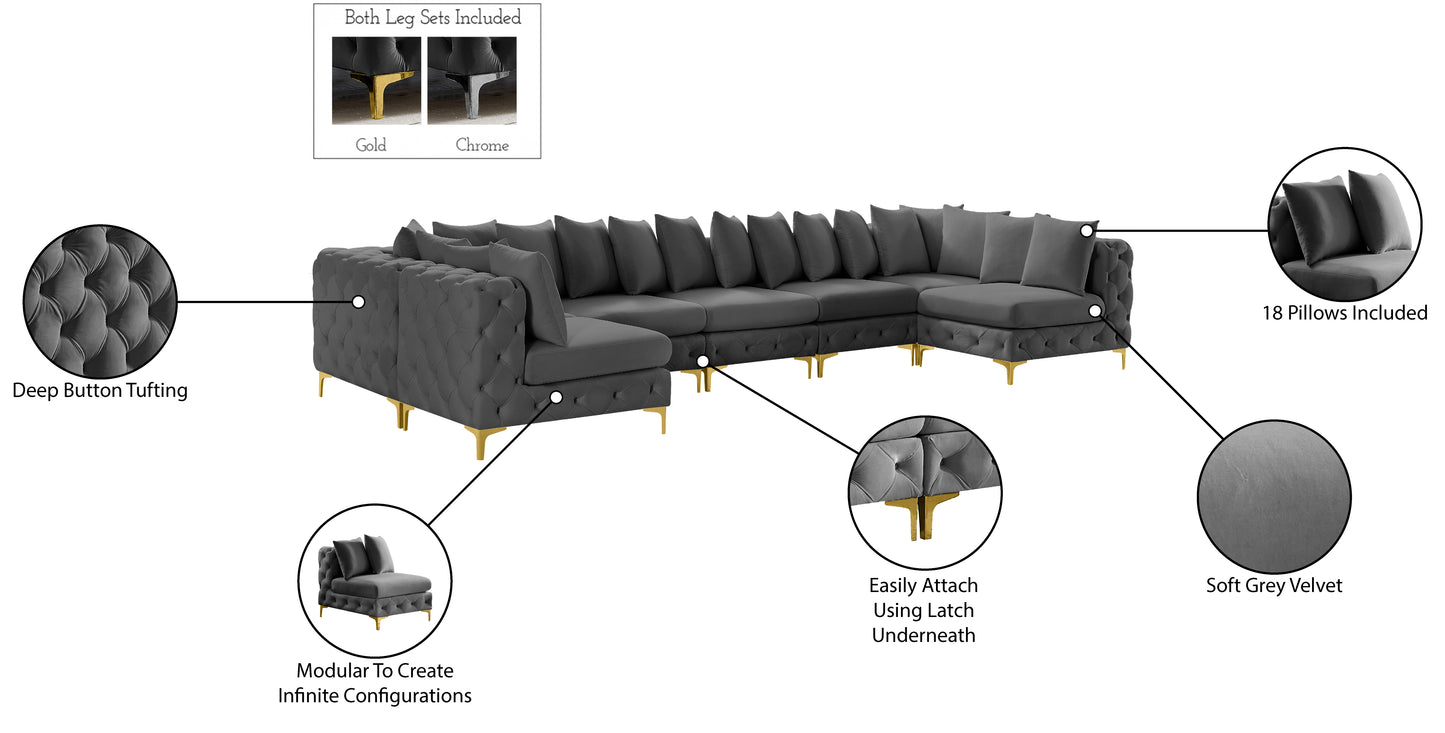 westmount grey velvet modular sectional sec7a